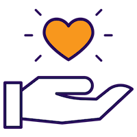 Hand supporting a heart icon