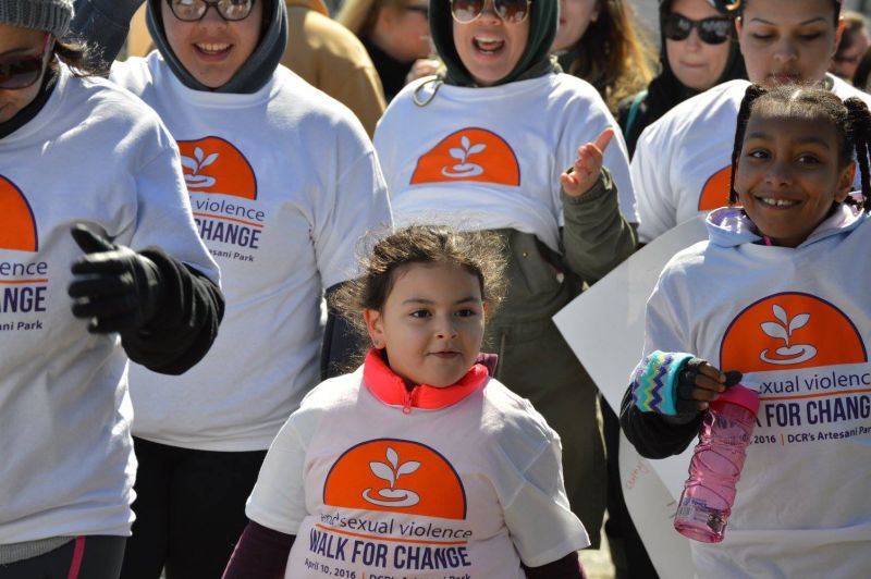 Kids and adults at Walk for Change