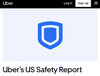 Screenshot of Uber US Safety Report website, with blue badge icon